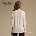 Most Selling Items Deep Round Neck White Color Wool Sweater Design For Girl